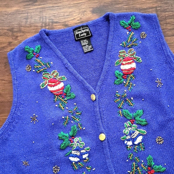 Vintage Christmas Sweater Vest Size Large - Picture 3 of 12